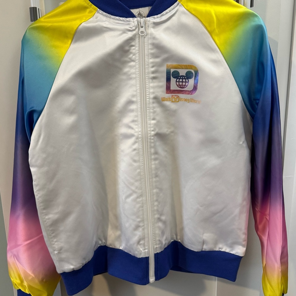 Walt Disney World White/Multi Colored Zip Up Jacket